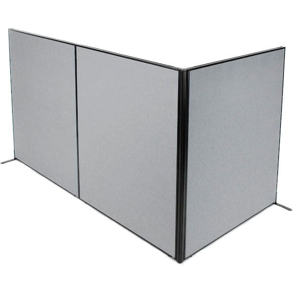 Interion By Global Industrial Interion Freestanding 3-Panel Corner Room Divider, 60-1/4inW x 72inH Panels, Gray 695121GY - main